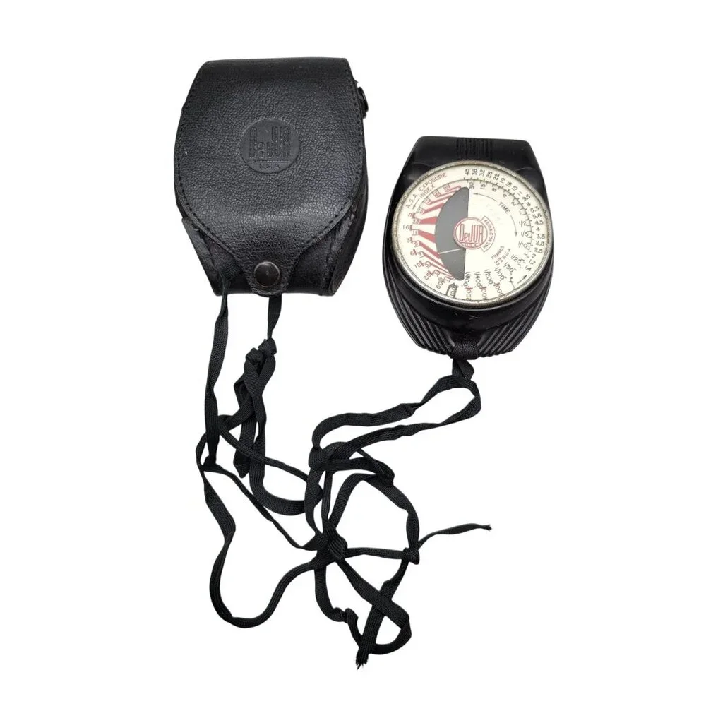 Vintage DeJur Model 50 Exposure Meter Original Leather Case and Strap